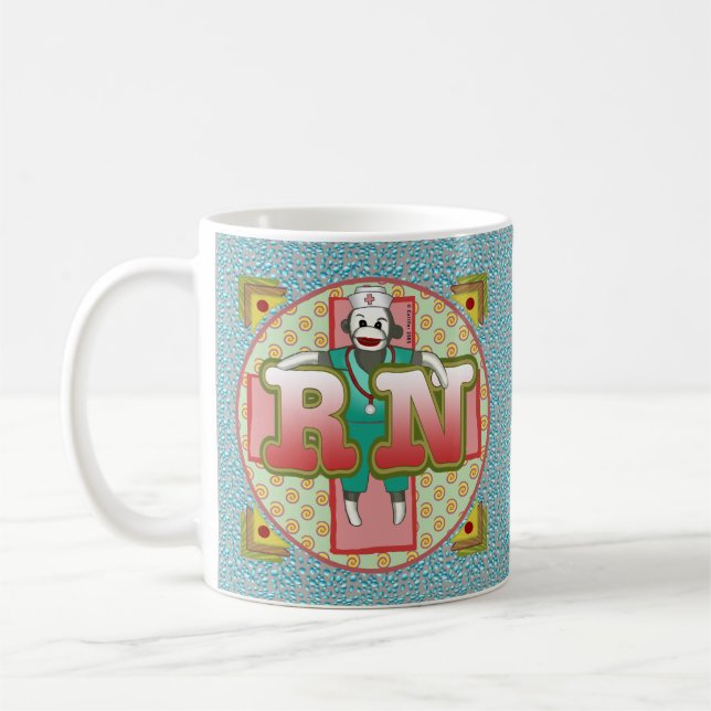 Caneca De Café Macaco de Meia Enfermeira de RN (Esquerda)