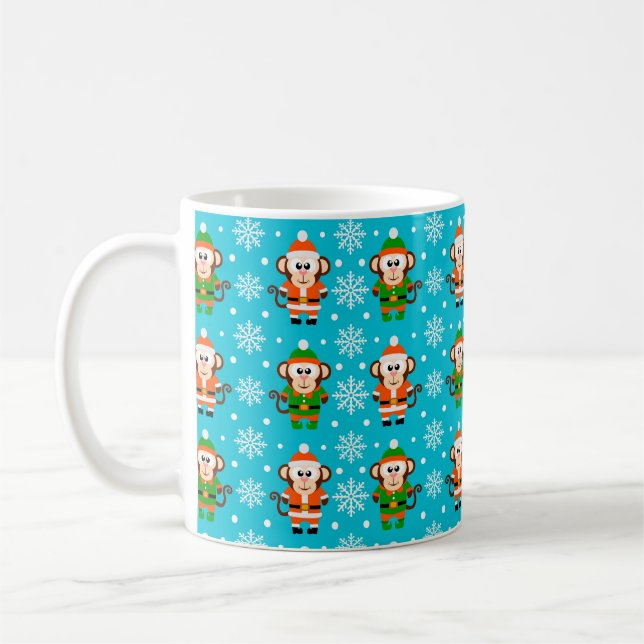 Caneca De Café Macaco de Natal engraçado (Esquerda)