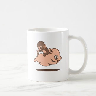 Caneca De Café Macaco do bebê (que vai para trás em um porco)