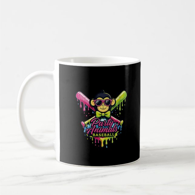 Caneca De Café Macaco engraçado de beisebol de animais de festa d (Esquerda)