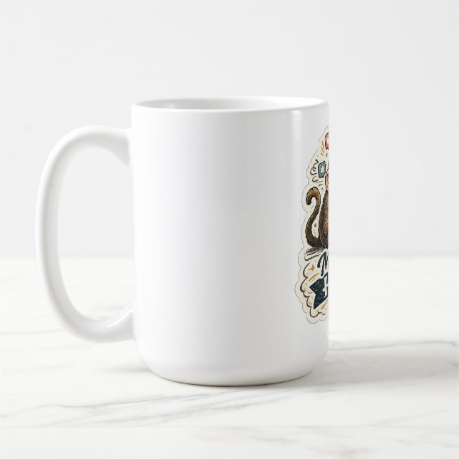 Caneca De Café Macaco Engraçado Humano Moderno Smartphone Mídia S (Esquerda)
