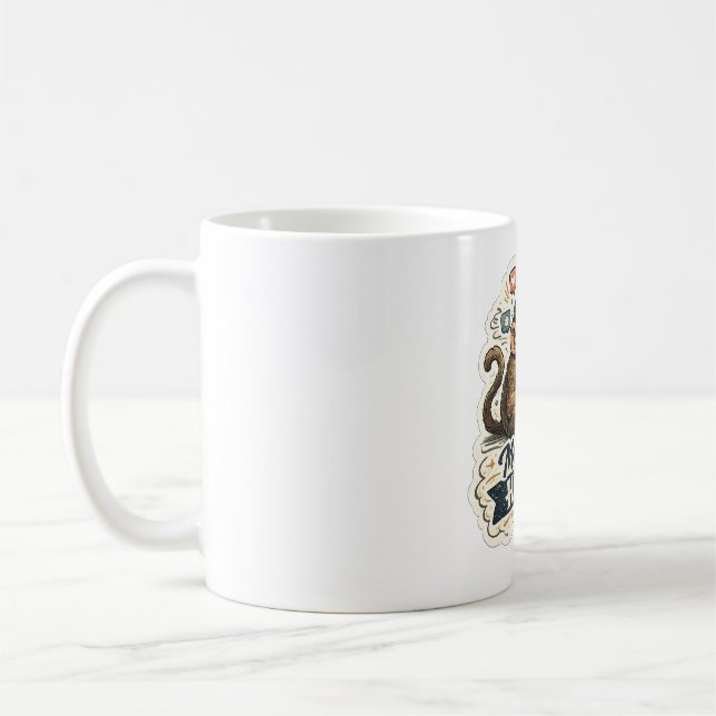Caneca De Café Macaco Engraçado Humano Moderno Smartphone Mídia S (Esquerda)