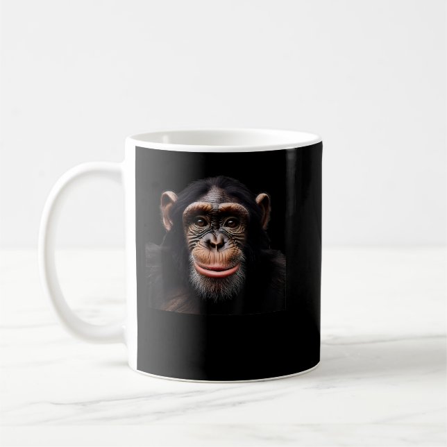 Caneca De Café Macaco Engraçado Rosto Chimpanzé (Esquerda)