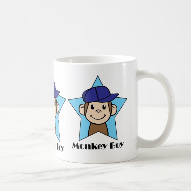 Caneca De Café Macaco feliz do clipart bonito dos desenhos (Direita)