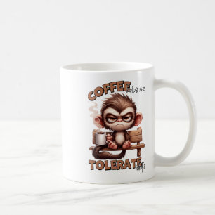Caneca De Café Macaco Grumpy "Café Me Ajuda A Tolerar Idiotas"