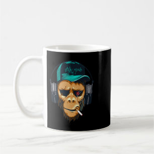 Caneca De Café Macaco-hipster-fã-música no chimpanzé dos ausculta