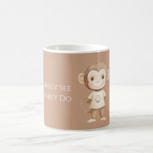 Caneca De Café Macaco Marrom Creme Faça o Que Eu Faço