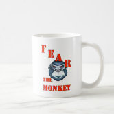 Caneca de café vintage JSNY macaco branco