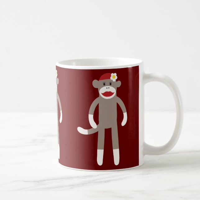 Caneca De Café Macaco-meia-garota bonita em vermelho (Direita)