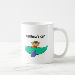 Caneca De Café Macaco no avião colorido