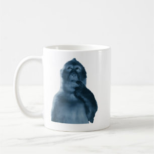 Caneca De Café Macaco Pensativo Engraçado Meme Arte Sarcástica
