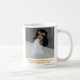 Caneca De Café Macaco Pet Doente Na Cama