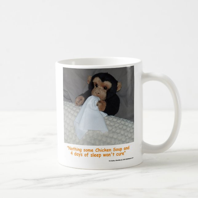 Caneca De Café Macaco Pet Doente Na Cama (Direita)