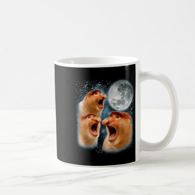 Caneca De Café macaco probóscide amante galáxia lua vida selvagem (Direita)