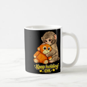 Caneca De Café Macaco punching com ursinho de pelúcia abraçando c