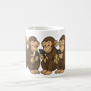 Caneca De Café Macacos de Cartoon em Telefones Celulares