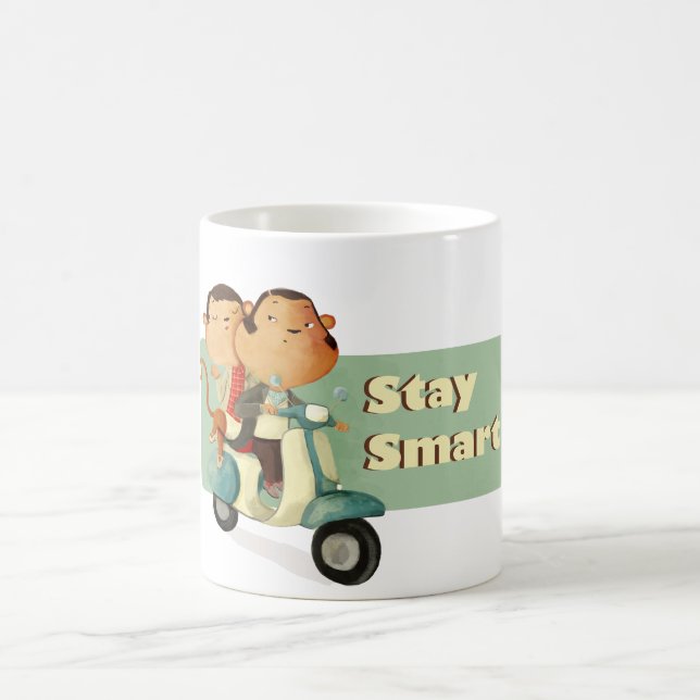 Caneca De Café Macacos espertos do patinete da estada (Centro)