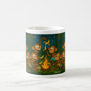 Caneca De Café Macacos torcendo bananas em Campfire