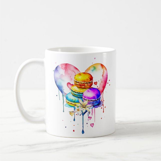 Caneca De Café Macarões de Aquarela (Esquerda)