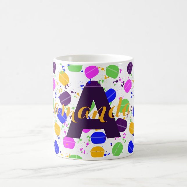 Caneca De Café Macaron Confetti Personalizado (Centro)