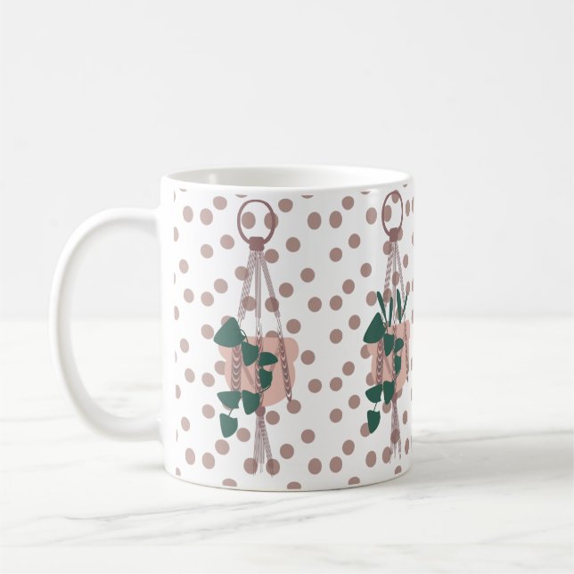 Caneca De Café Macrame de Planta e Pontos de Casa Fria (Esquerda)