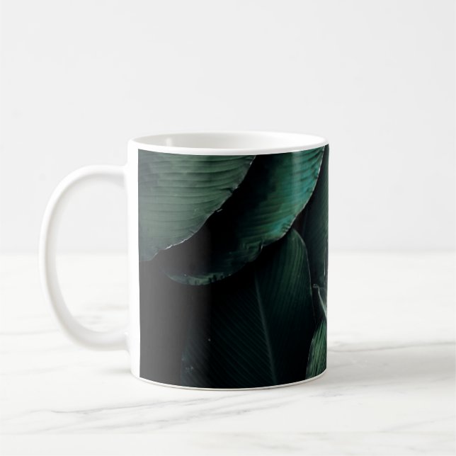 CANECA DE CAFÉ MACRO FOTOGRAFIA DE FOLHAS VERDES (Esquerda)