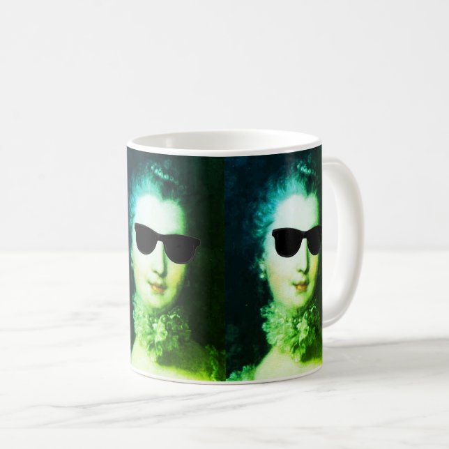 Caneca De Café ♥ Madame de Pompadour with sunglasses crazy ♥ (Frente Esquerda)