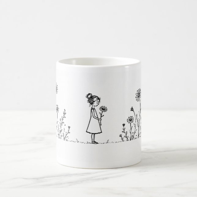 Caneca De Café Mädchen auf der Gänseblümchen-Wiese – Minimalistis (Centro)