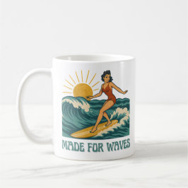 Caneca De Café Made For Waves Surfer - Retro Surfing Pin-Up Art