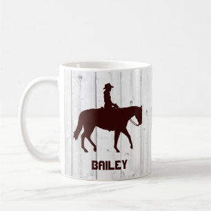 Caneca De Café Madeira de cavalo ocidental personalizada