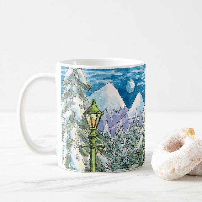 Caneca De Café Madeira do inverno - (Com Donut)