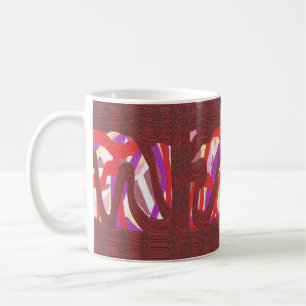 Caneca De Café Madeira marrom gravada com tema mais roxo vermelho
