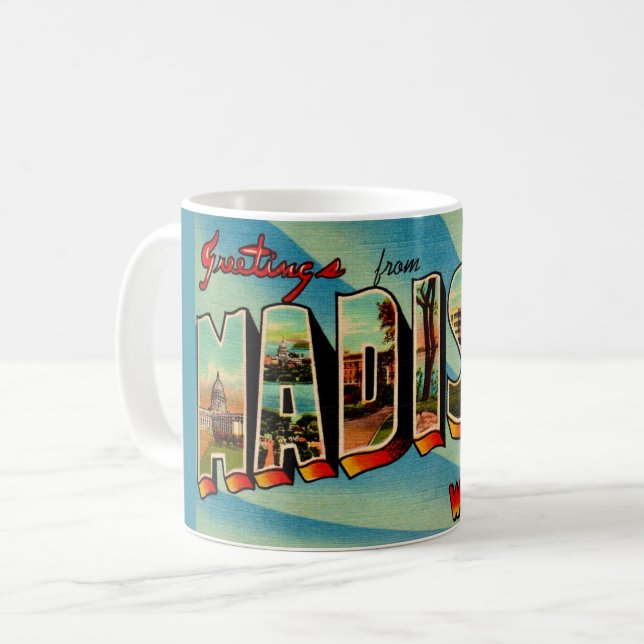 Caneca De Café Madison Wisconsin Greeting Postcard (Frente Esquerda)