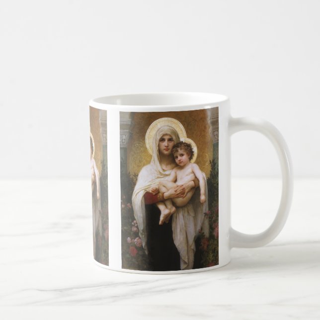 Caneca De Café Madona das Rosas de Bouguereau (Direita)