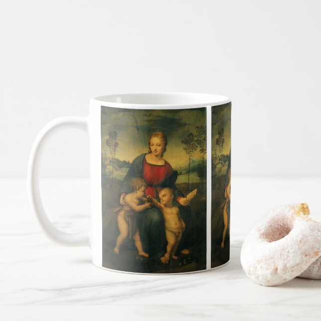 Caneca De Café Madona do Goldfinch por Raphael Sanzio (Com Donut)