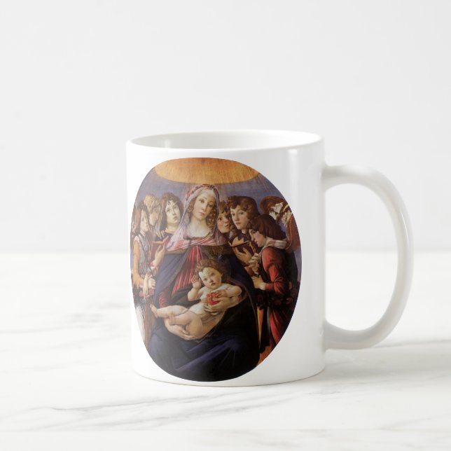 Caneca De Café Madona e Criança com Anjos de Sandro Botticelli (Direita)