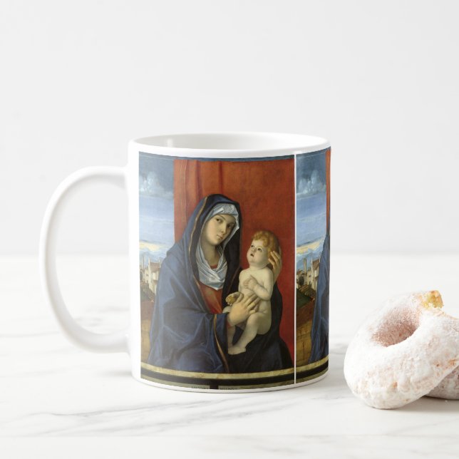 Caneca De Café Madonna e Child por Giovanni Bellini (Com Donut)