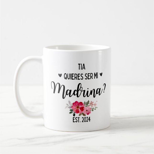 Caneca De Café Madrina Coffee Mugs 2024 Quieres Ser Mi Madrina (Esquerda)