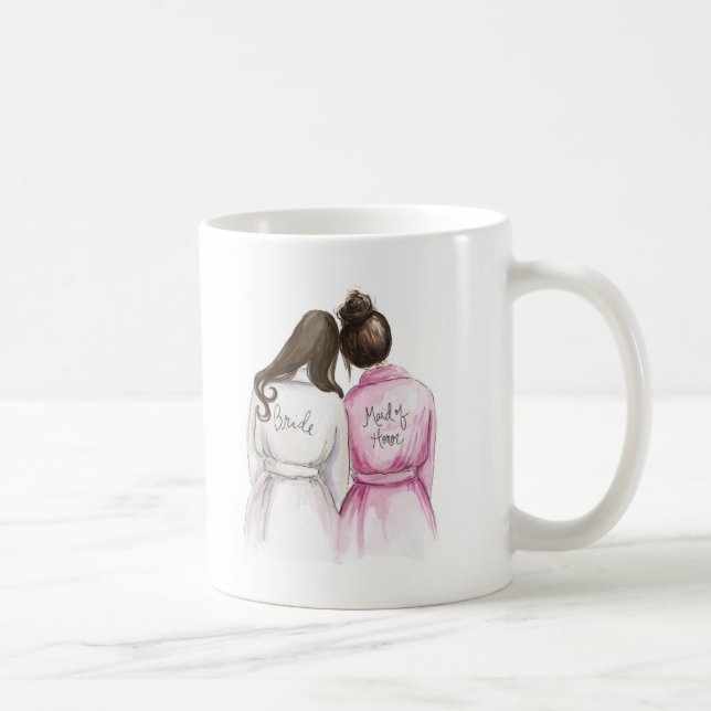 Caneca De Café Madrinha de casamento? Dk Br Long Bride Br Bun Mai (Direita)
