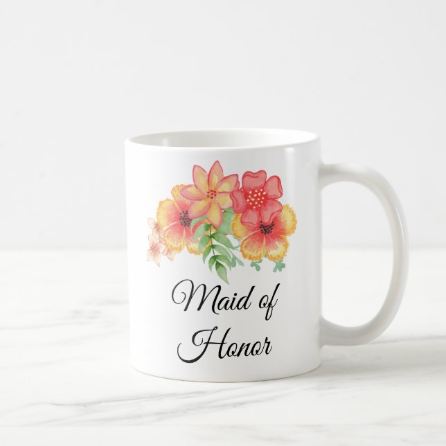 Caneca De Café Madrinha de casamento Floral Buquê (Direita)