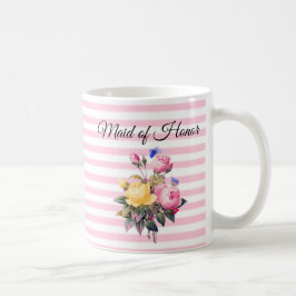 Caneca De Café Madrinha de casamento Rosa Rosa Buquê Personalizad