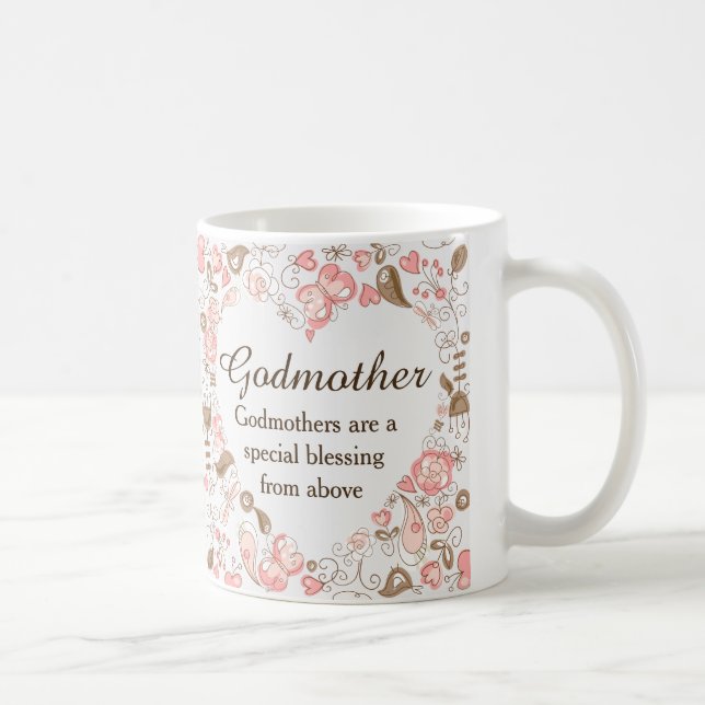 Caneca De Café Madrinha floral personalizada do coração (Direita)