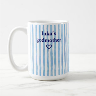 Caneca De Café Madrinha Listrada Azul Personalizada