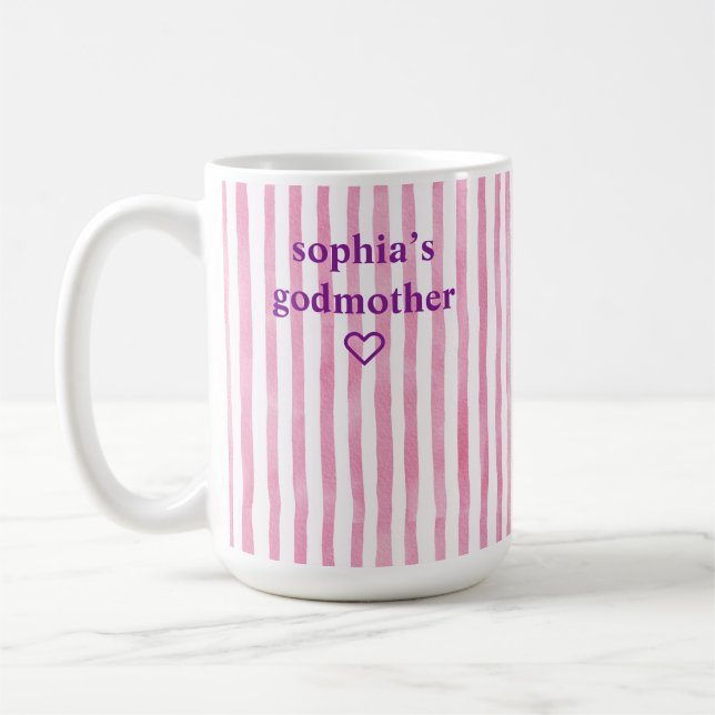 Caneca De Café Madrinha Listrada Rosa Personalizada (Esquerda)
