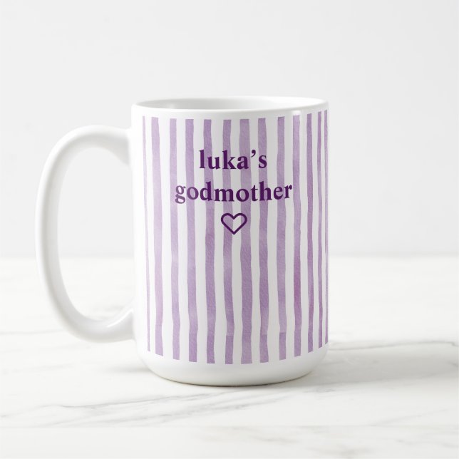 Caneca De Café Madrinha Personalizada com Listras de Lavanda (Esquerda)