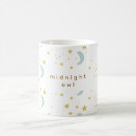 Caneca De Café madrugada coruja e estrelas Texto personalizado<br><div class="desc">luas de coruja e estrelas Texto personalizado Café Mug</div>