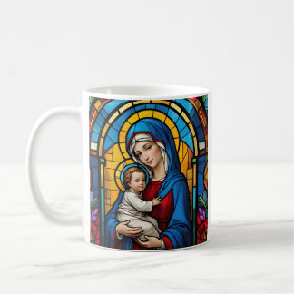 Caneca De Café Mãe Abençoada Mary e Jesus Bebê - Virgem Maria