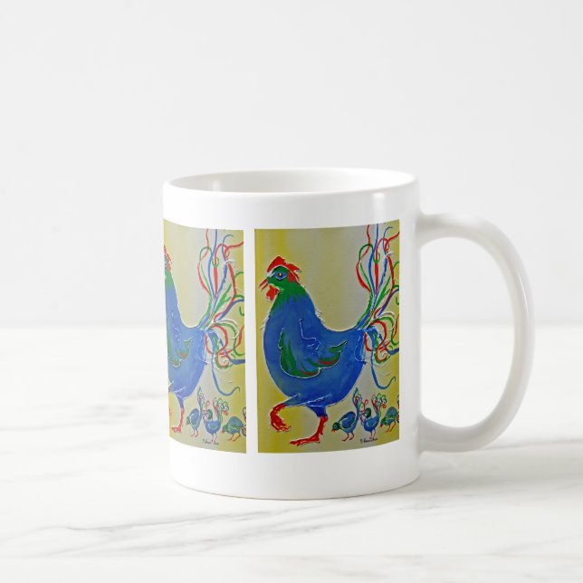 Caneca De Café Mãe Azul Louca Hen e Pintinhos Mug (Direita)
