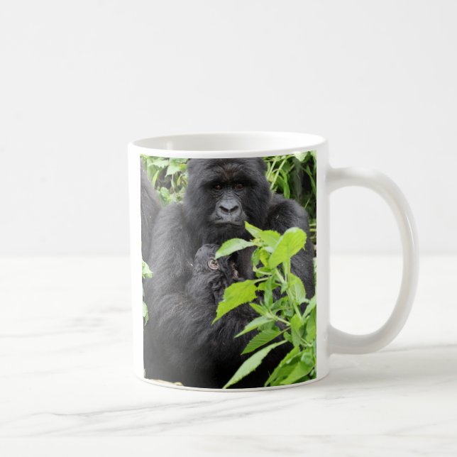 Caneca De Café Mãe & bebê do gorila de montanha (Direita)
