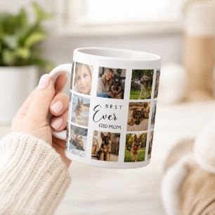 Caneca De Café Mãe cadela GSD mamãe fotocolagem preto e branco